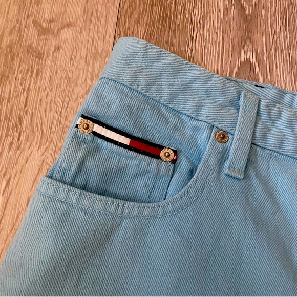 Vintage Tommy Hilfiger Veronica Baby Blue Denim Jean Shorts Button Fly Size 30 - Picture 6 of 9